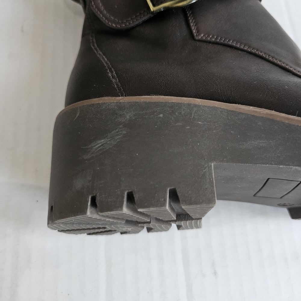 Rock & Candy Lorelai Boots Size 8.5 Brown Lug Soles Side Zipper Faux Leather - Picture 11 of 15